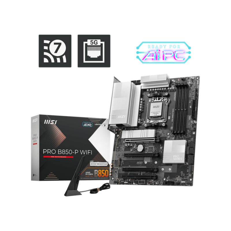 PLACA BASE MSI PRO B850-P WIFI PCI-E x16 Gen5, M-2 Gen5 PLACA BASE MSI PRO B850-P WIFI PCI-E x16 Gen5, M-2 Gen5