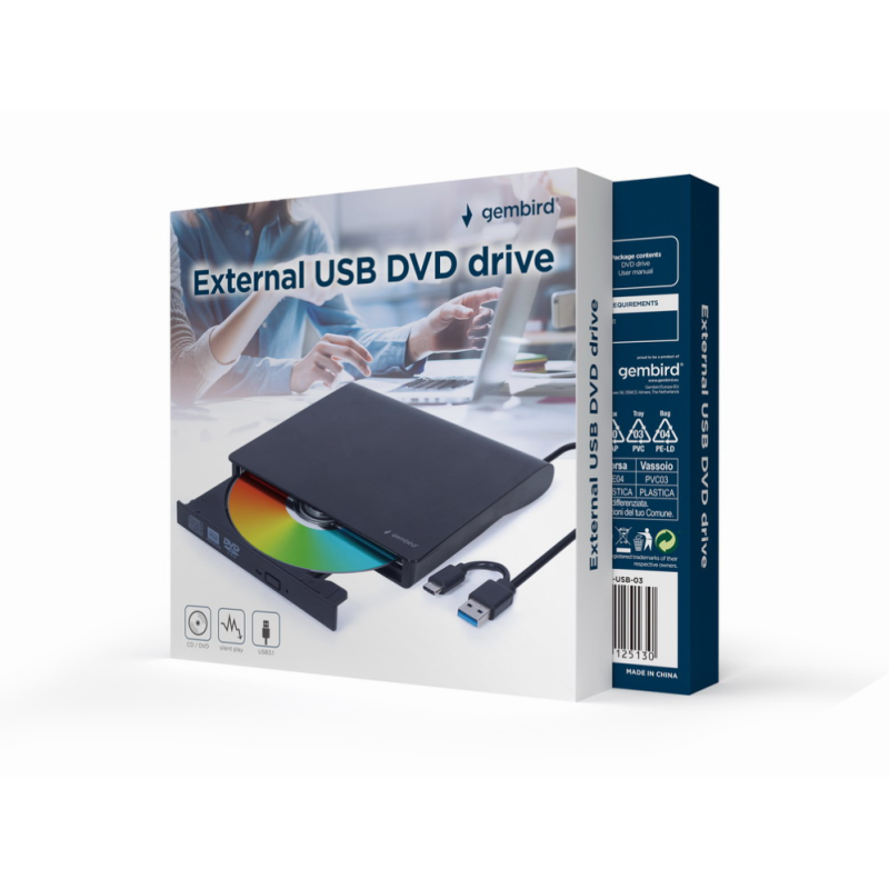 UNIDAD DE DVD GEMBIRD USB EXTERNA NEGRA
