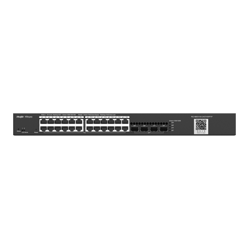 SWITCH RUIJIE REYEE RG-NBS3100-24GT4SFP-P GIGALAN 24p SFP 4p POE+ L2 GESTIONABLE SWITCH RUIJIE REYEE RG-NBS3100-24GT4SFP-P GIGALAN 24p SFP 4p POE+ L2 GESTIONABLE