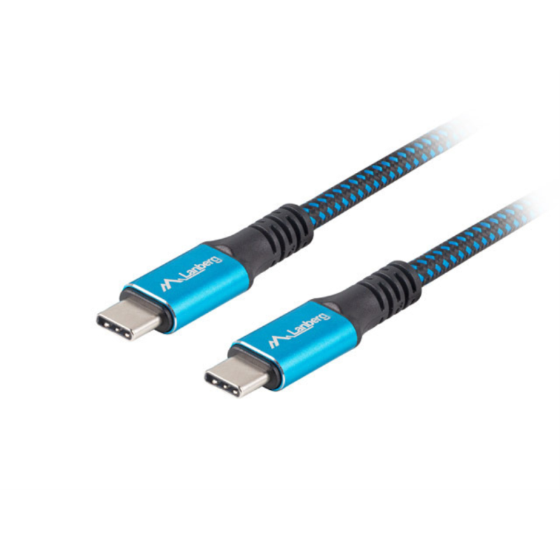 CABLE USB-C 4-0 LANBERG MACHO-MACHO 0-5M 100W 8K 30HZ NEGRO-AZUL CABLE USB-C 4-0 LANBERG MACHO-MACHO 0-5M 100W 8K 30HZ NEGRO-AZUL