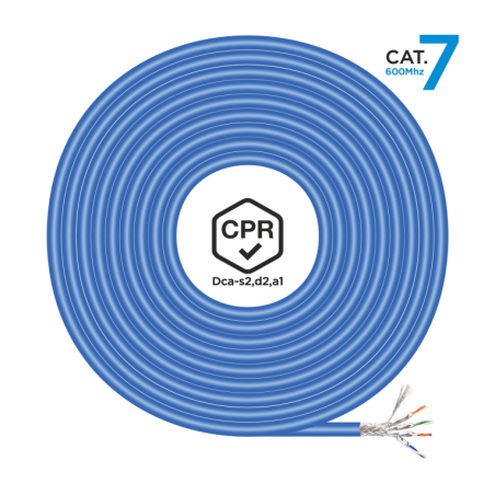 BOBINA CABLE RED AISENS RJ45 LSZH CPR DCA CAT-7 SFTP AWG23 100M AZUL
