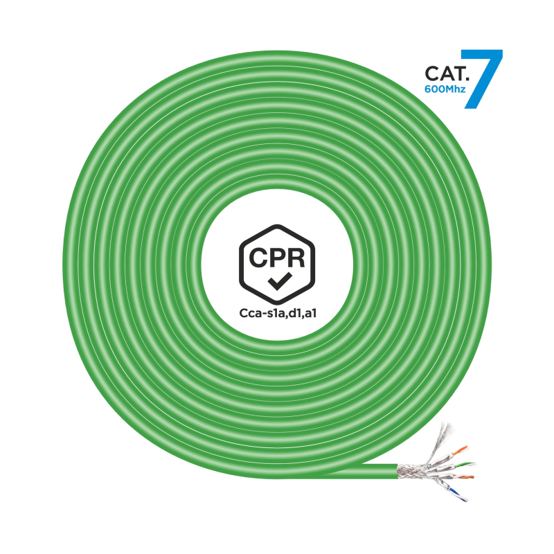 Bobina de Cable RJ45 SFTP AWG23 LSZH CPR Cca Aisens A146-0668 Cat-7- 500m- Verde