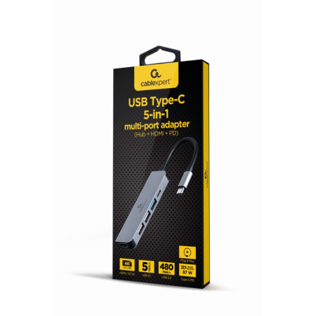 ADAPTADOR MULTIPUERTO USB TIPO C 5 EN 1 HUB HDMI PD