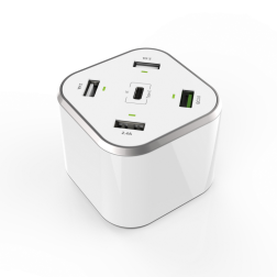 CARGADOR 48W AISENS 5 PUERTOS 3xUSB-A 1xUSB-C 1xUSB QC3-0 BLANCO
