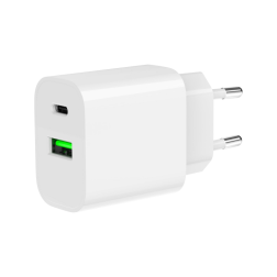 CARGADOR RAPIDO USB GEMBIRD DE 2 PUERTOS Y 20 W, BLANCO