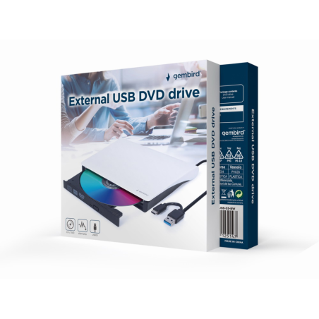 UNIDAD DE DVD GEMBIRD USB EXTERNA PLATA
