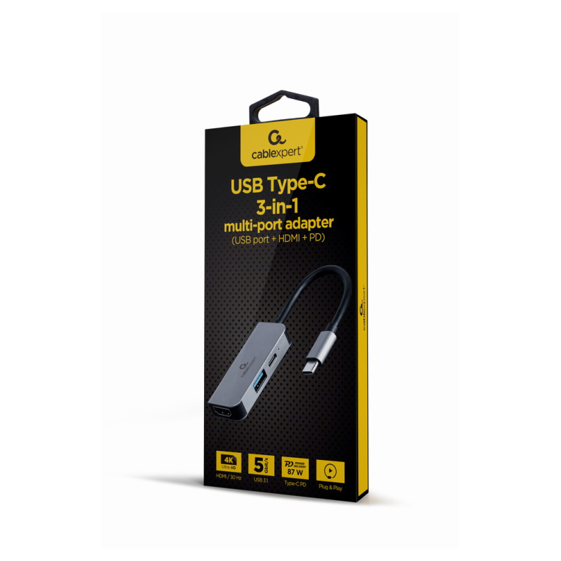 ADAPTADOR MULTIPUERTO USB TIPO C 3 EN 1 PUERTO USB HDMI PD PLATA ADAPTADOR MULTIPUERTO USB TIPO C 3 EN 1 PUERTO USB HDMI PD PLATA