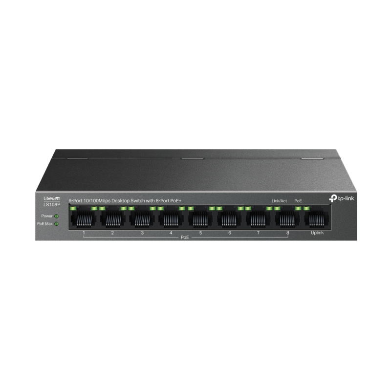 SWITCH DE SOBREMESA DE 9 PUERTOS A 10-100 MBPS CON 8 PUERTOS POE+ SWITCH DE SOBREMESA DE 9 PUERTOS A 10-100 MBPS CON 8 PUERTOS POE+