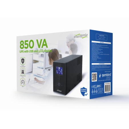 UPS GEMBIRD CON USB Y DISPLAY LCD 850 VA NEGRO