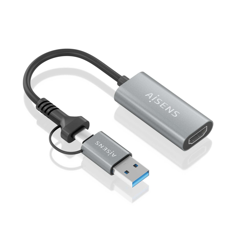 CONVERSOR AISENS ALUMINIO USB-A-M+USB-C-M-HDMI-H 1080P@60HZ 15CM CONVERSOR AISENS ALUMINIO USB-A-M+USB-C-M-HDMI-H 1080P@60HZ 15CM