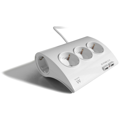 REGLETA EWENT 5 TOMAS SHUKO 16A SOBREMESA 2 PUERTOS USB 1-5M BLANCA