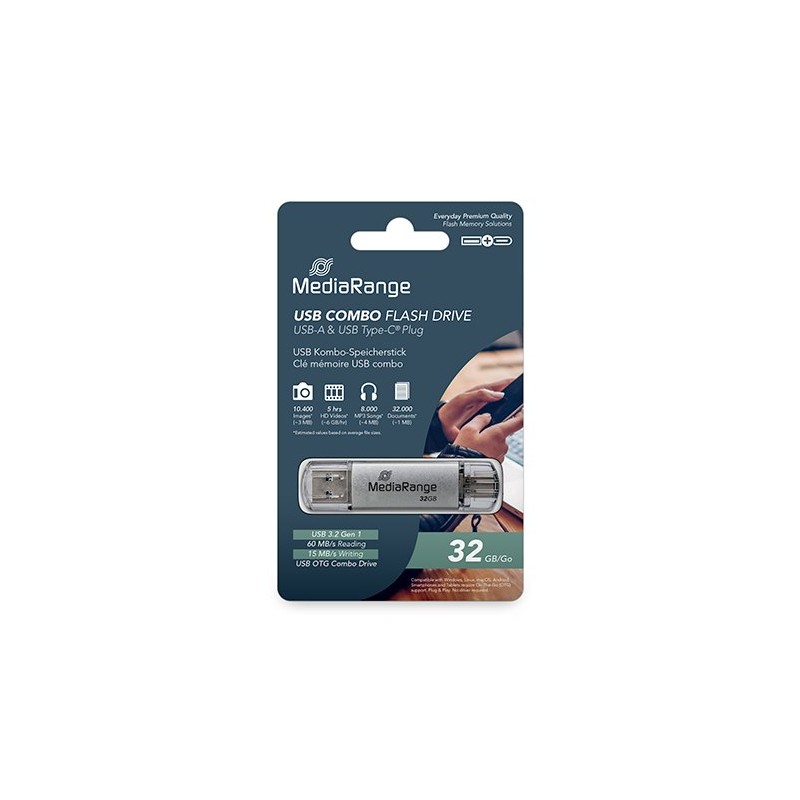 PENDRIVE COMBO 64GB USB 3-2 MEDIARANGE PENDRIVE COMBO 64GB USB 3-2 MEDIARANGE