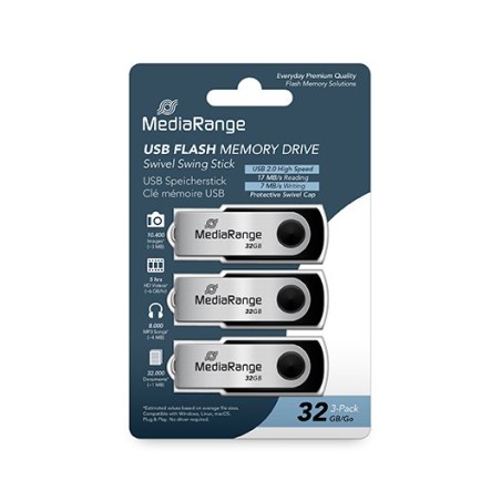 PENDRIVE 32GB USB 2-0 MEDIARANGE 3 PACK