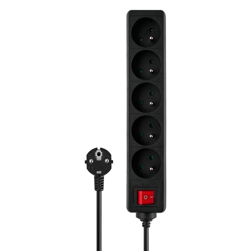 REGLETA DE 5 ENCHUFES 3M NEGRO SAVIO LZ-01 REGLETA DE 5 ENCHUFES 3M NEGRO SAVIO LZ-01