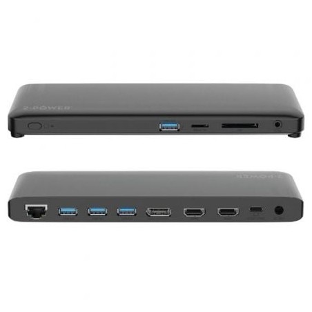 Docking USB Tipo-C 2-Power DOC0117A- 4xUSB- 1xUSB Tipo-C PD- 2xHDMI- 1xDisplayPort- 1xJack- 1xRJ45- 1xLector Tarjetas SD- Gris