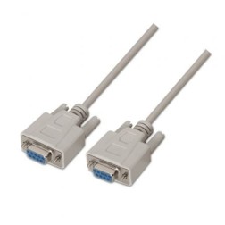 Cable Serie NULL Modem Aisens A112-0067- DB9 Hembra - DB9 Hembra- Hasta 0-15W- 1-6Mbps- 1-8m- Beige