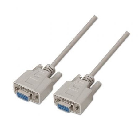 Cable Serie NULL Modem Aisens A112-0067- DB9 Hembra - DB9 Hembra- Hasta 0-15W- 1-6Mbps- 1-8m- Beige