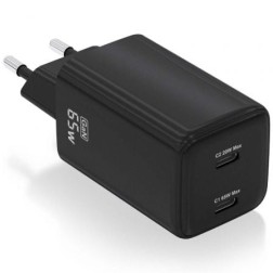 Cargador de Pared GaN Aisens ASCH-65W2P040-BK- 2xUSB Tipo-C- 65W