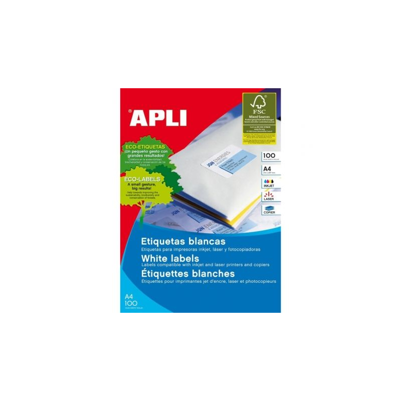 Etiquetas Adhesivas Apli 01263- 64-6 x 33-8mm- 100 Hojas Etiquetas Adhesivas Apli 01263- 64-6 x 33-8mm- 100 Hojas