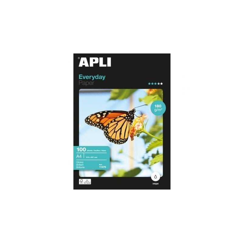 Papel Fotográfico Apli Everyday 11475- DIN A4- 180g- 100 Hojas- Brillante Papel Fotográfico Apli Everyday 11475- DIN A4- 180g- 100 Hojas- Brillante