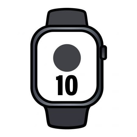 Apple Watch Series 10- GPS- 46mm- Caja de Aluminio Negro Azabache - Correa Deportiva Negra M-L