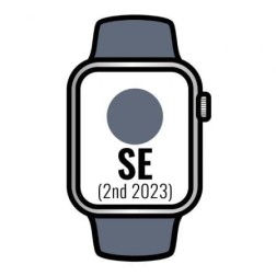 Apple Watch SE 2 Gen 2023- GPS- 44mm- Caja de Aluminio Plata- Correa Deportiva Azul Tempestad S-M