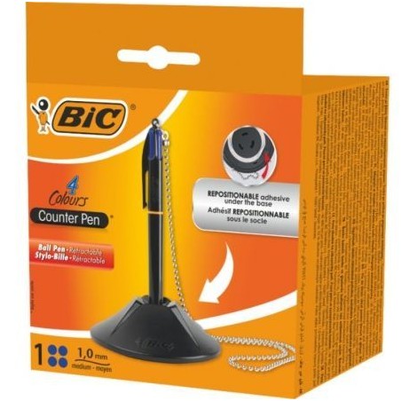 Bolígrafo de Tinta de Aceite Retráctil Bic 527507- Azul- Incluye Base + Cadena