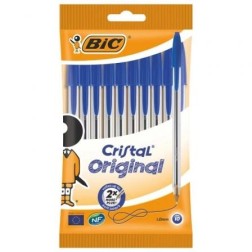 Bolígrafos de Tinta de Aceite Bic Cristal Original 516352- 10 unidades- Azules