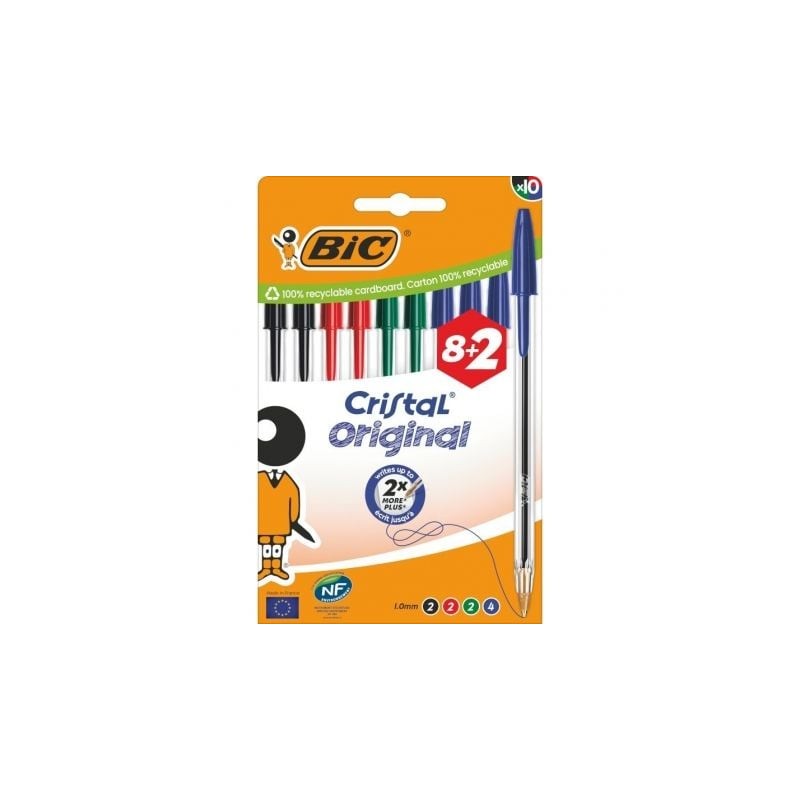 Bolígrafos de Tinta de Aceite Bic Cristal Original 516355- 10 unidades- Colores Surtidos Bolígrafos de Tinta de Aceite Bic Cristal Original 516355- 10 unidades- Colores Surtidos