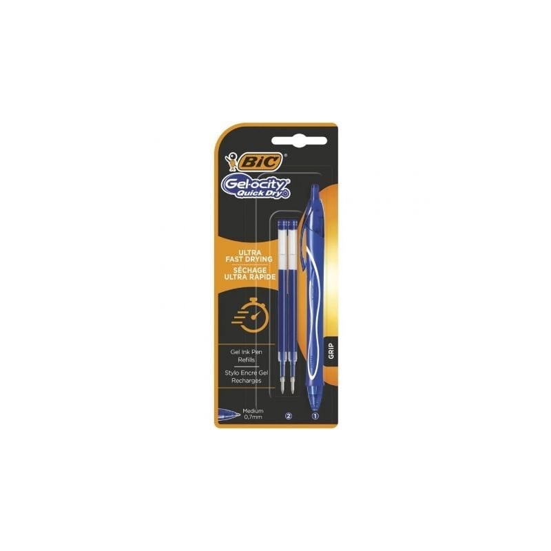 Bolígrafos de Tinta de Gel Retráctil Bic Gelocity Quick Dry 951757- 1 unidades- 2 recambios- Azul Bolígrafos de Tinta de Gel Retráctil Bic Gelocity Quick Dry 951757- 1 unidades- 2 recambios- Azul