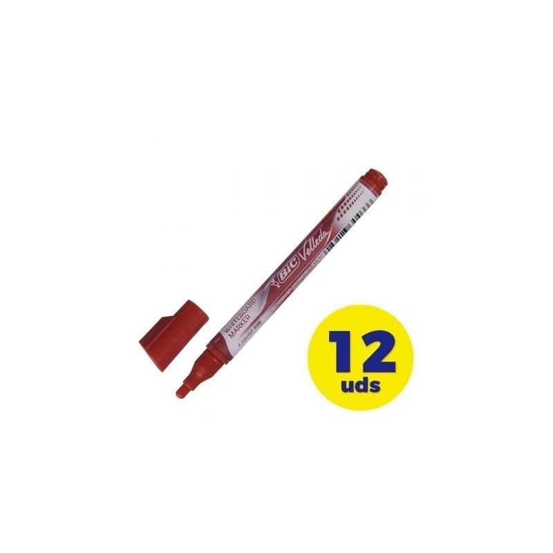 Caja de Rotuladores de Punta Redonda para Pizarra Bic Velleda 902089- 1-5mm- 12 unidades- Rojos Caja de Rotuladores de Punta Redonda para Pizarra Bic Velleda 902089- 1-5mm- 12 unidades- Rojos