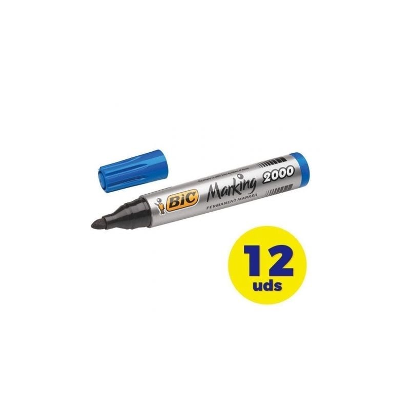 Caja de Rotuladores de Punta Fibra Acrílica Permanente Bic Marking 2000- 4-9mm- 12 unidades- Azules Caja de Rotuladores de Punta Fibra Acrílica Permanente Bic Marking 2000- 4-9mm- 12 unidades- Azules