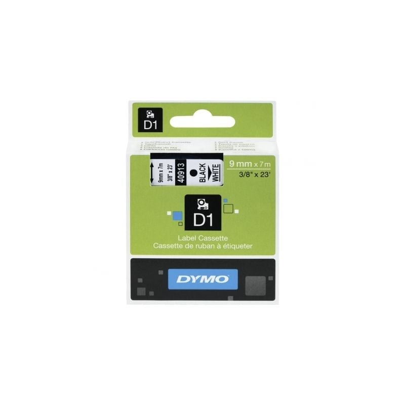 Cinta Rotuladora Adhesiva de Plástico Dymo D1 40913- para Label Manager- 9mm x 7m- Negra-Blanca Cinta Rotuladora Adhesiva de Plástico Dymo D1 40913- para Label Manager- 9mm x 7m- Negra-Blanca