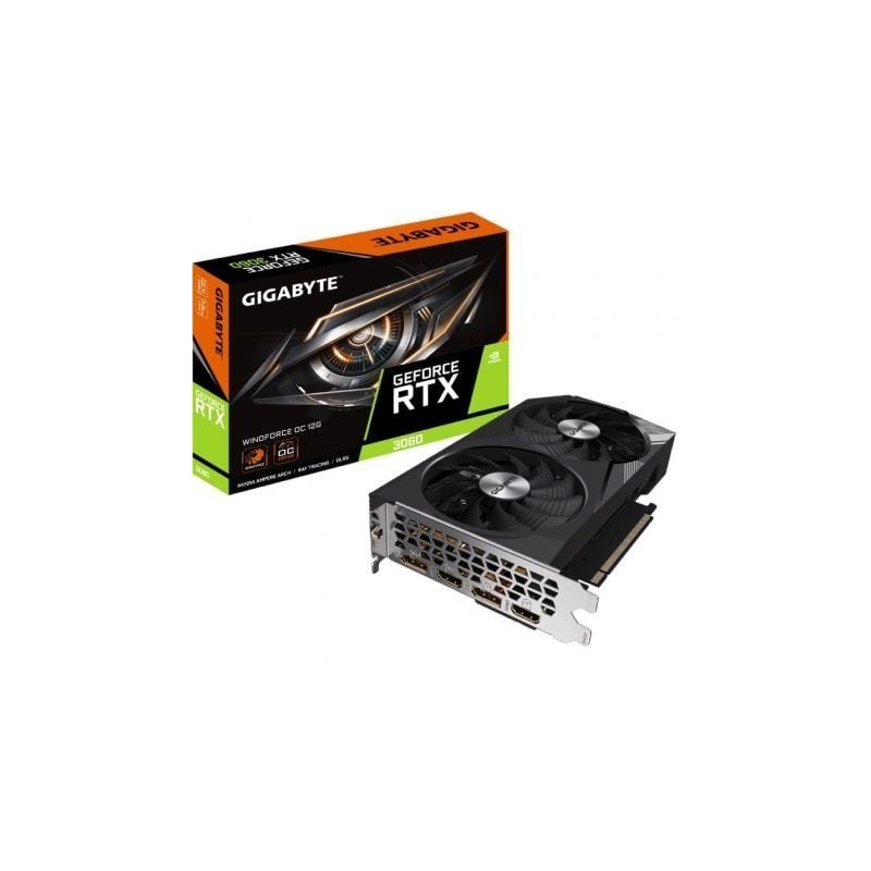 Tarjeta Gráfica Gigabyte GeForce RTX 3060 WindForce OC 12G Rev 2- 12GB GDDR6- LHR Tarjeta Gráfica Gigabyte GeForce RTX 3060 WindForce OC 12G Rev 2- 12GB GDDR6- LHR