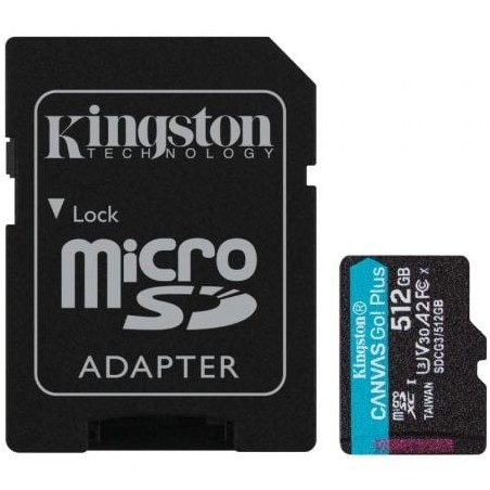 Tarjeta de Memoria Kingston CANVAS Go! Plus 512GB microSD XC con Adaptador- Clase 10- 170MBs
