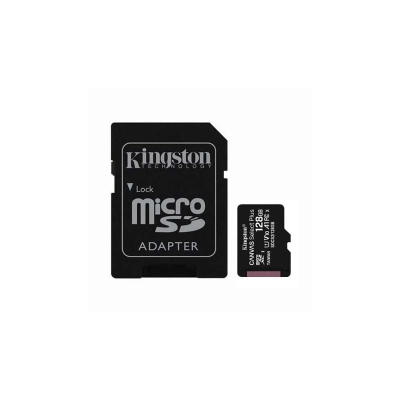 Tarjeta de Memoria Kingston CANVAS Select Plus 128GB microSD XC con Adaptador- Clase 10- 100MBs Tarjeta de Memoria Kingston CANVAS Select Plus 128GB microSD XC con Adaptador- Clase 10- 100MBs