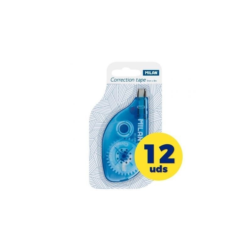 Caja de Corrector de Escritura en Cinta Milan Correction Tape 80185- 5mm x 8m 12 unidades Caja de Corrector de Escritura en Cinta Milan Correction Tape 80185- 5mm x 8m 12 unidades