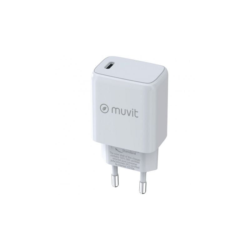 Cargador de Pared Muvit For Change MCACC0038- 1xUSB Tipo-C- 25W Cargador de Pared Muvit For Change MCACC0038- 1xUSB Tipo-C- 25W