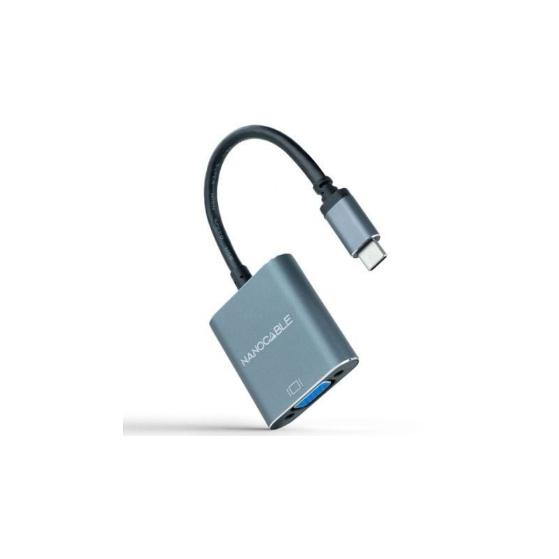 Conversor Nanocable 10-16-4101-G- USB Tipo-C Macho - VGA Hembra- 10cm- Negro y Gris Conversor Nanocable 10-16-4101-G- USB Tipo-C Macho - VGA Hembra- 10cm- Negro y Gris