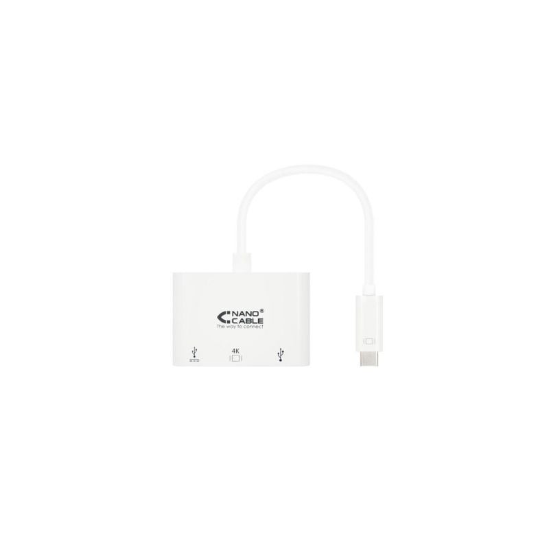 Conversor Nanocable 10-16-4302- USB Tipo-C Macho - HDMI Hembra- USB Tipo-C Hembra- USB Hembra- 15cm- Blanco Conversor Nanocable 10-16-4302- USB Tipo-C Macho - HDMI Hembra- USB Tipo-C Hembra- USB Hembra- 15cm- Blanco