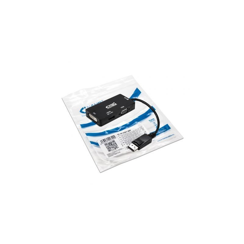 Cable Conversor Nanocable 10-16-3301-BK- Displayport Macho - VGA Hembra- DVI Hembra- HDMI Hembra Cable Conversor Nanocable 10-16-3301-BK- Displayport Macho - VGA Hembra- DVI Hembra- HDMI Hembra