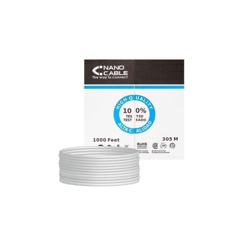Bobina de Cable RJ45 FTP Nanocable 10-20-0704 Cat-5e- 305m- Gris Bobina de Cable RJ45 FTP Nanocable 10-20-0704 Cat-5e- 305m- Gris
