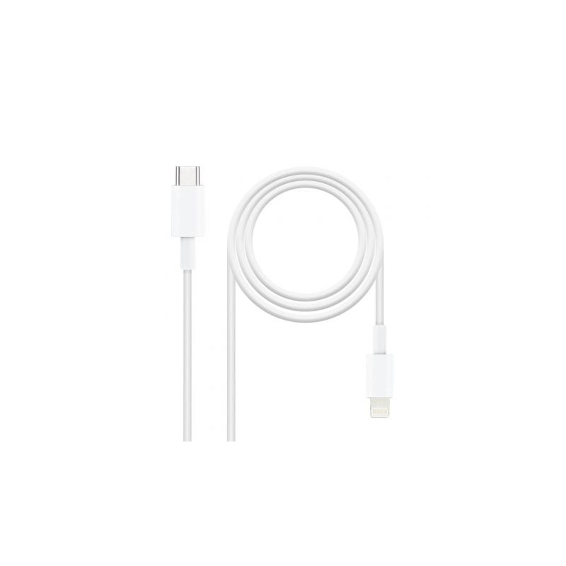 Cable USB 2-0 Tipo-C Lightning Nanocable 10-10-0601- USB Tipo-C Macho - Lightning Macho- 1m- Blanco Cable USB 2-0 Tipo-C Lightning Nanocable 10-10-0601- USB Tipo-C Macho - Lightning Macho- 1m- Blanco