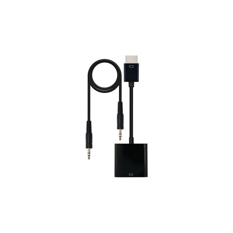 Conversor Nanocable 10-16-2001-BK- HDMI Macho - VGA Hembra- Jack 3-5 Hembra- 10cm- Negro Conversor Nanocable 10-16-2001-BK- HDMI Macho - VGA Hembra- Jack 3-5 Hembra- 10cm- Negro