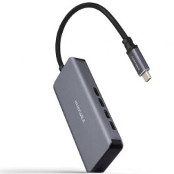Hub USB Tipo-C Nanocable 10-16-4504- 4xUSB Tipo-C- Gris