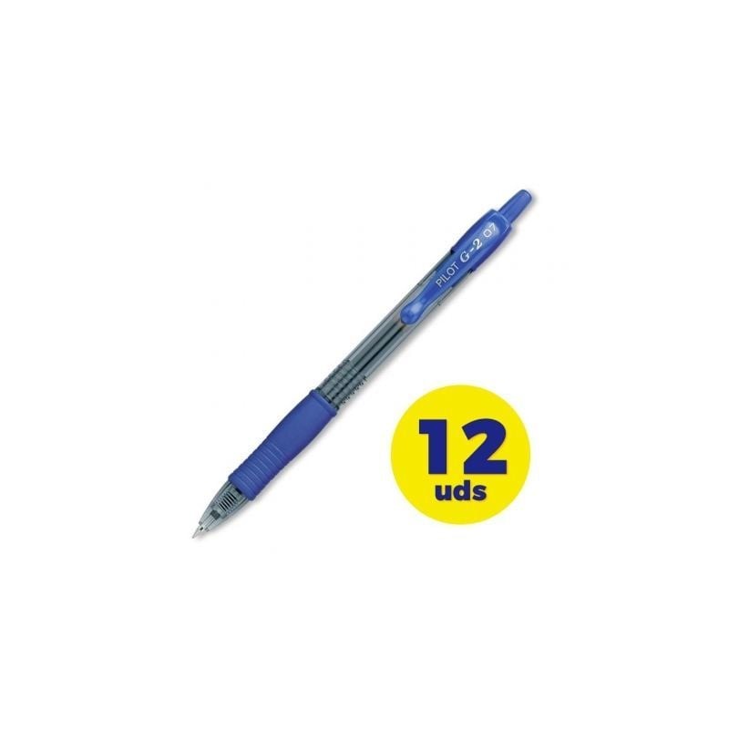 Caja de Bolígrafos de Tinta de Gel Retráctil Pilot G-2- 12 unidades- Azules Caja de Bolígrafos de Tinta de Gel Retráctil Pilot G-2- 12 unidades- Azules