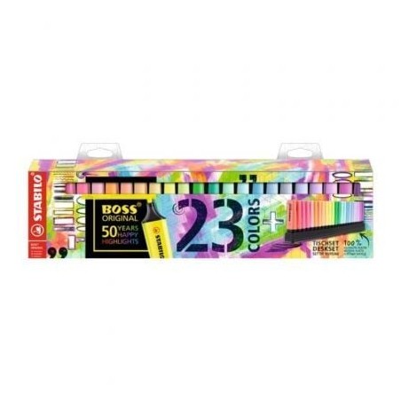 Peana de Marcadores Fluorescentes Stabilo Boss Original- 23 Unidades- Colores Surtidos