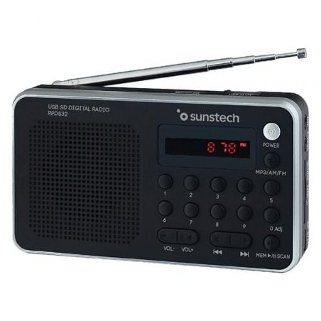 Radio Portátil Sunstech RPD32SL- Negra y Plateada
