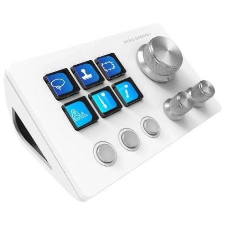 Control Deck Mars Gaming MSD-TWO- 6 Teclas LCD- 3 Ruedas- 3 Botones- Blanco