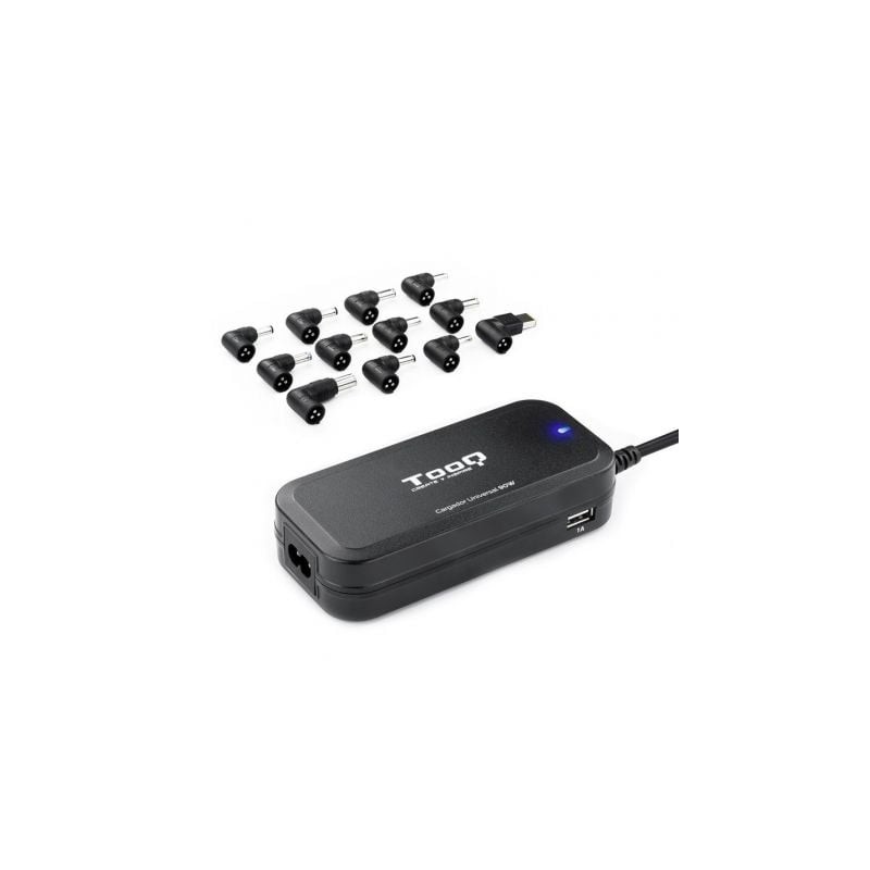 Cargador de Portátil TooQ TQLC-90BS02AT- 90W- Automático- 12 Conectores- Voltaje 12-20V- 1 USB Cargador de Portátil TooQ TQLC-90BS02AT- 90W- Automático- 12 Conectores- Voltaje 12-20V- 1 USB
